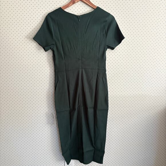 Universal Standard Mary Sheath Dress 4XS 00 0 2XS NWT Forest Green Wrap Career - Picture 5 of 8